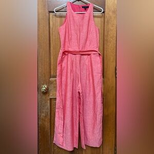 Banana Republic Coral Cotton Jumpsuit with Optional Belt